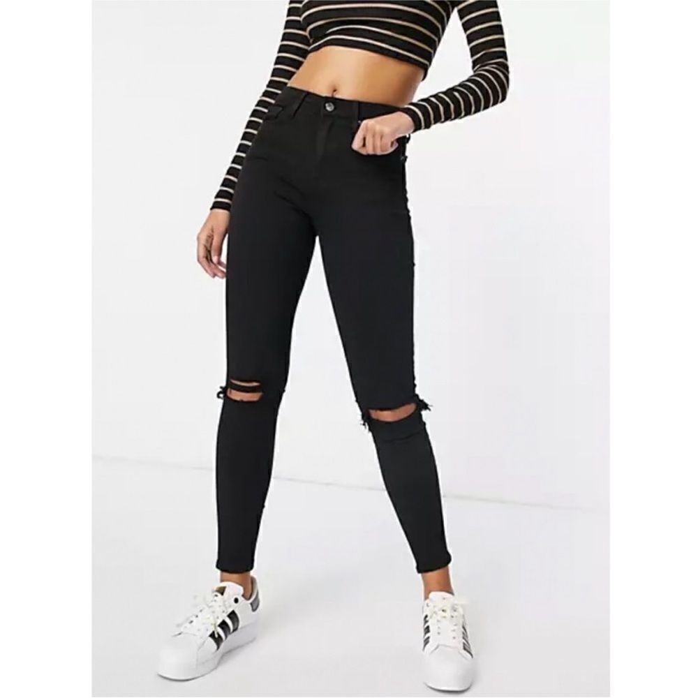 Topshop NWT Jamie High Waist Skinny Jeans with Rips W25 L32